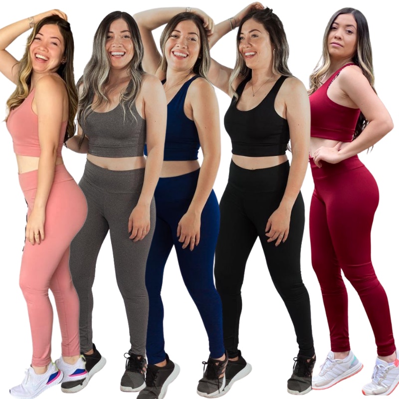 Conjunto Top + Calça Leg legging Roupas Academia Moda Fitness Cintura Alta Fitness