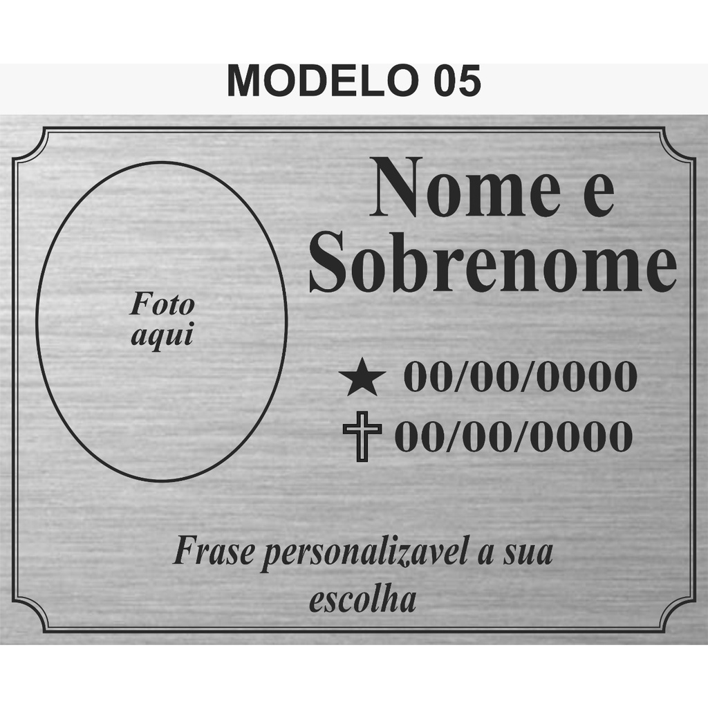 Placa Túmulo / Lápide / Homenagem 35x20cm - Prata  - Foto Colorida em Oferta na Shopee