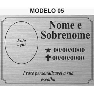 Placa Túmulo / Lápide / Homenagem 35x20cm - Prata  - Foto Colorida em Oferta na Shopee