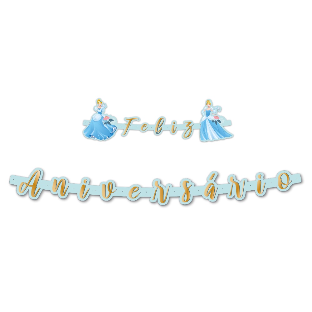 Faixa Decorativa FELIZ ANIVERSÁRIO - Festa Cinderela - 01unidade - Regina - Rizzo em Oferta na Shopee