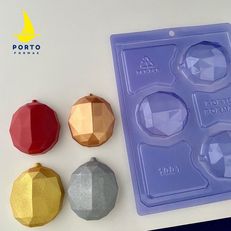 1~5 Forma silicone p chocolate bola de natal facetada Porto cod  P1001 - Home & Living