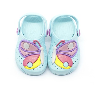Sandália Babuche Chinelo Papete Infantil Plugt Menina Borboleta Colorida Glitter Azul Claro