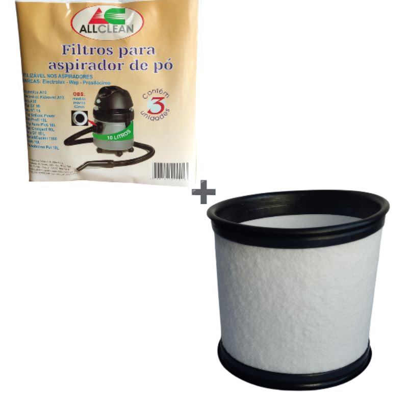 kit 1saco (3 unidades) descartável + 1 Filtro de Aspirador de pó Electrolux GT3000 PRO