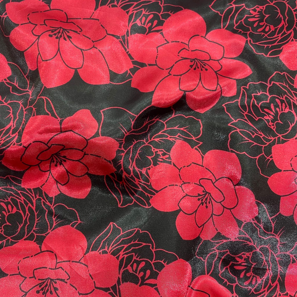 Tecido Cetim Estampado Preto Com Flores Rosa 140m Artesanatos Shopee Brasil 9542