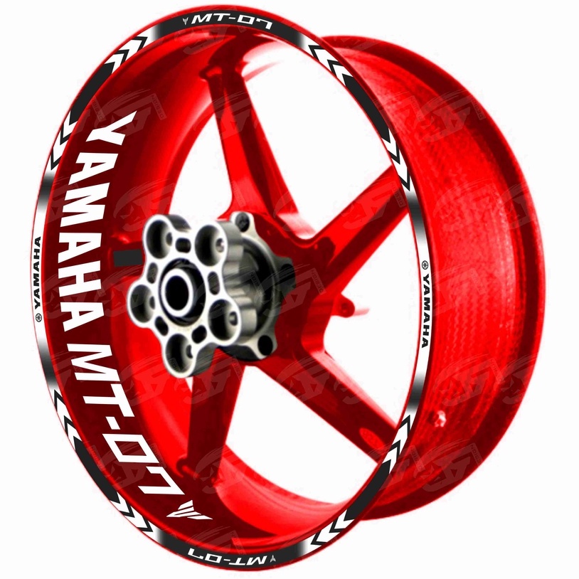 Adesivo Friso Refletivo Roda Moto Yamaha MT-07 MT 07 + Adesivos Internos M01 roda vermelha