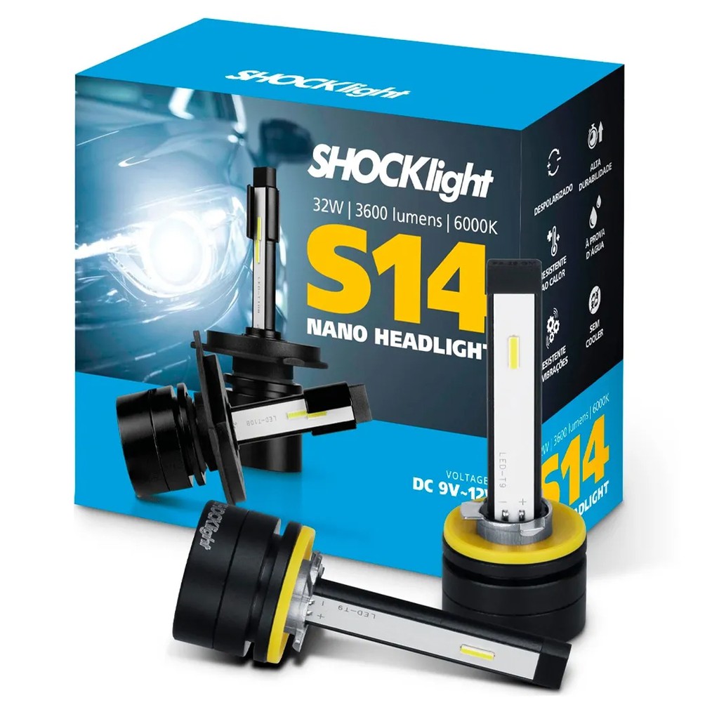 Kit Lâmpadas Hb3 Hb4 Super Led Shocklight S14 Headlight - Spare Parts and Accessories for Vehicles
