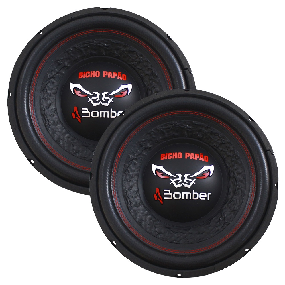 Kit 2 Peças Subwoofer 12 Polegadas Bomber 600w Rms Bicho Papão 4+4 Ohms Bobina Dupla 1200w Rms Par 2400w Pico em Oferta na Shopee