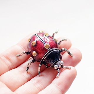 New Arrival Fashion Ladybugs Enamel Pin Vintage Rhinestone Insect Brooch JewelryMetal Brooches For Women Men Banquet Party Clothes Pins em Oferta na Shopee