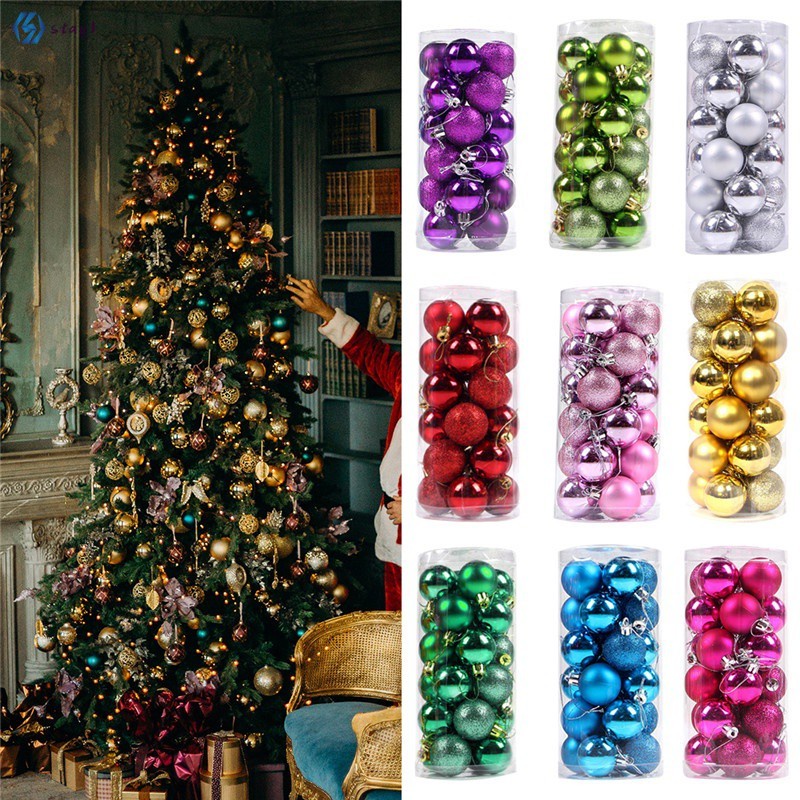 STY] 24 Pçs Mini Bolas De Natal 30mm Vermelho /Dourada / Azul / Prata Para  Decoração Pendurar Em Árvore De Natal Bolas com Glitter Lisas e  Texturizadas | Shopee Brasil