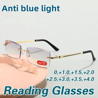 Óculos De Leitura Masculino Com Claro Azul Sem Borda Quadrado Confortável