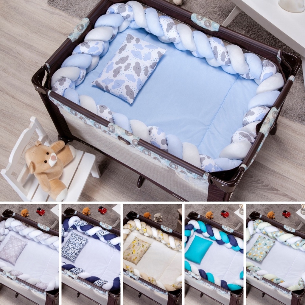 Kit Berço Chiqueirinho Desmontável Portátil Para Seu Bebê Com 5 Peças Chiquerinho Trançado