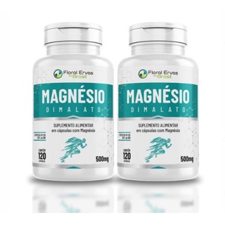 Kit com 2 Malato De Magnésio 120 Cáps 500 mg ( Magnésio Dimalato ) - Floral Ervas do Brasil