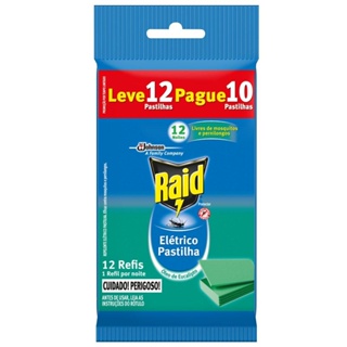 Repelente Elétrico Raid Pastilha 12 Noites Óleo de Eucalipto Leve 12 Pague 10 Unidades Refil em Oferta na Shopee