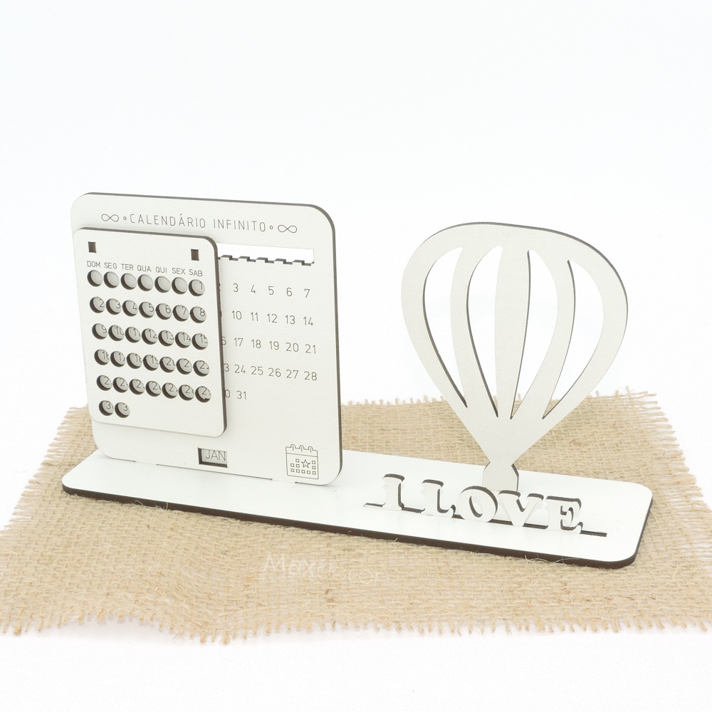 5 Calendário Infinito Personalizado Mdf Branco - Balão