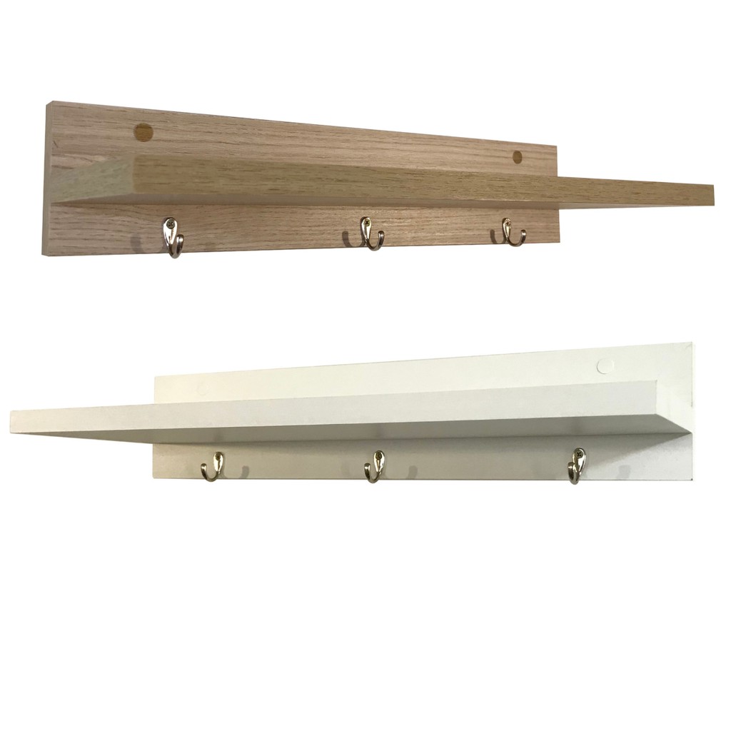 Porta Chave com Prateleira em MDF Já vai Montada 50x16cm Duas Cores Suporte Grátis