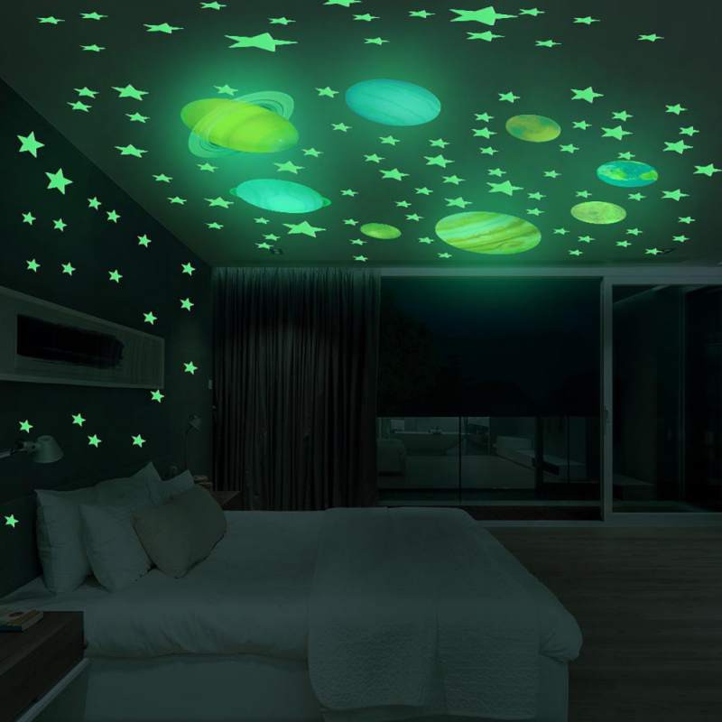 Livehome Estrelas Planetas Luminosas Adesivos De Parede Brilhando Teto Decalques Decoração Para Quarto De Crianças