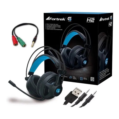 Fone Headset Gamer Pro H2 Preto Fortrek Brinde Cabo P3 Compatível Com