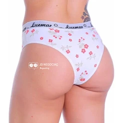Kit 12 Calcinhas Tanga Cós Largo Elástico Algodão Estampadas