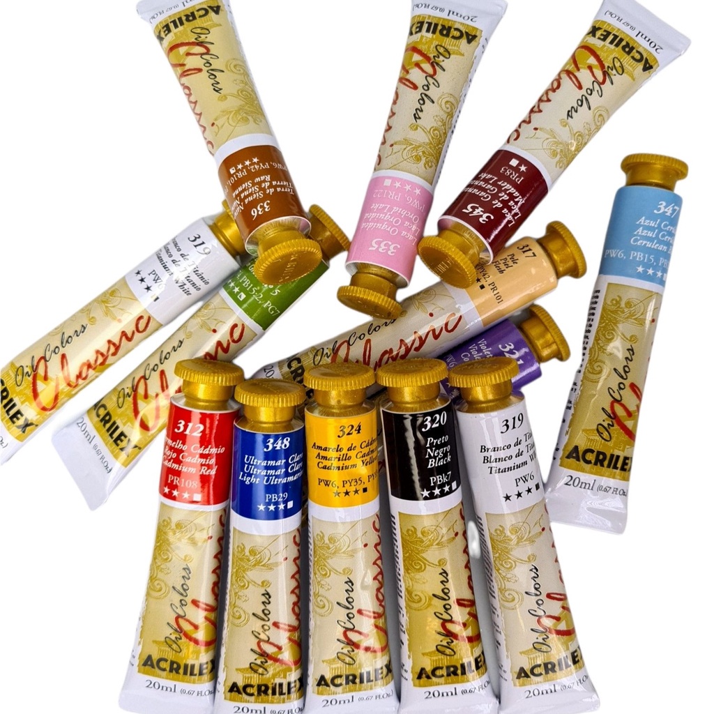 Tinta Óleo Classic Kit 12 Cores Acrilex 20ml Para Tela - Escolha Suas Cores em Oferta na Shopee