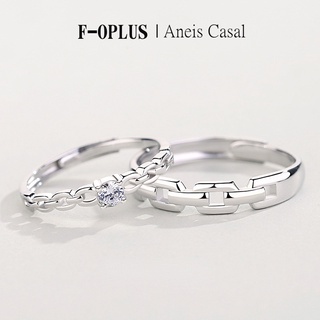 F-OPLUS | Anel Aliança de Diamante com Pedra Zircônia Ajustável Par de Aliança de Namoro Compromisso Namoro CRC127