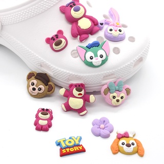 Croc Jibz Desenho Animado Morango Urso PVC Sapato Encantos Engraçado DIY Acessórios Encaixe Sandálias Decorações Presentes