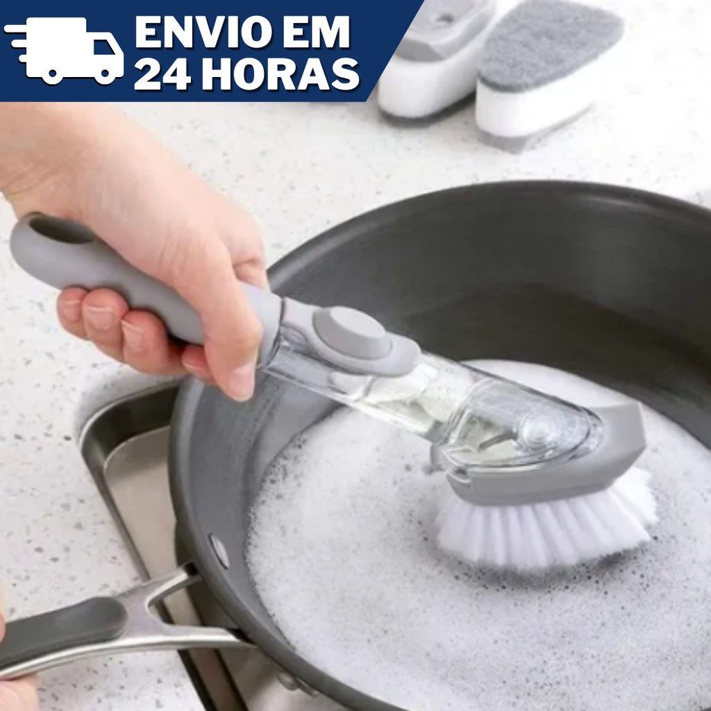 Escova Porta Detergente Multiuso Lava Louça 2 Em 1 Dispenser