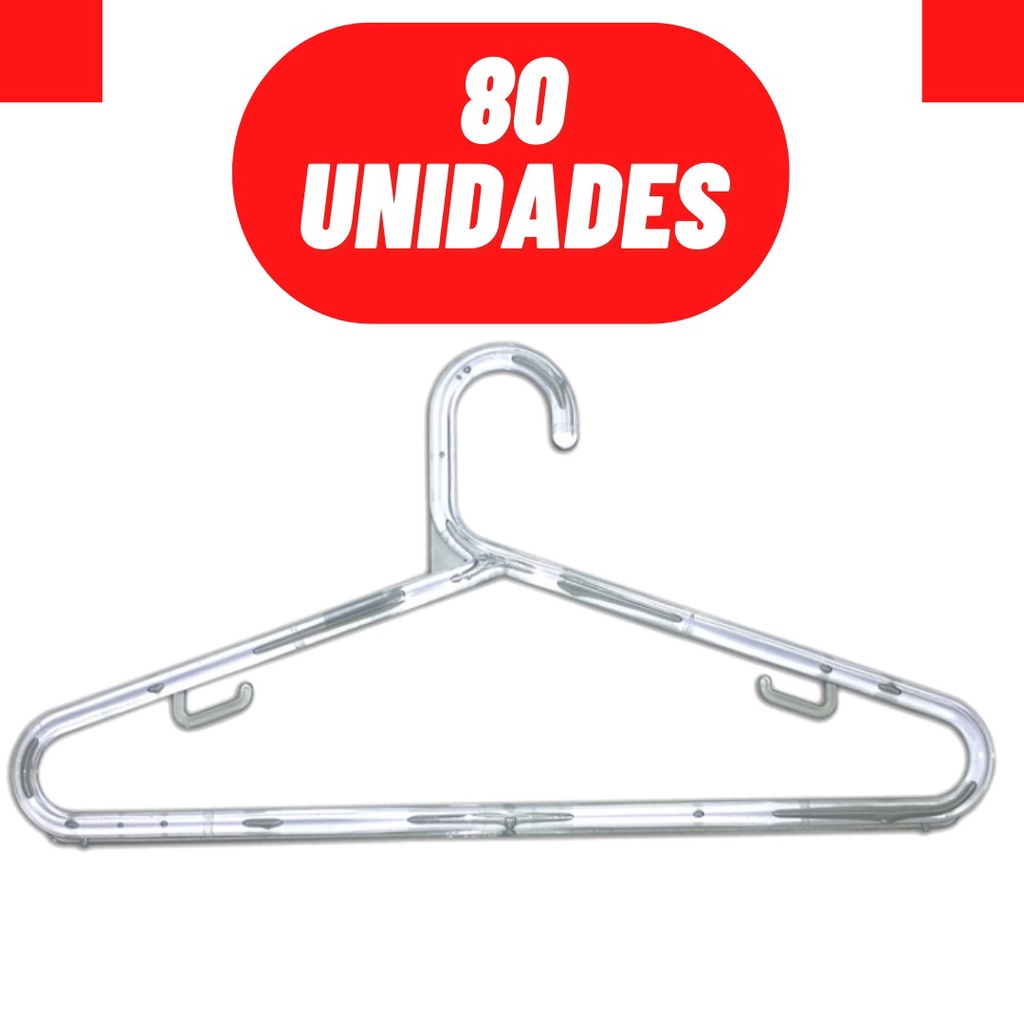 Kit com 80 Cabides Tradicional Adulto Acrílico ou plastico preto 8mm - organizadores para casa e loja em acrílico