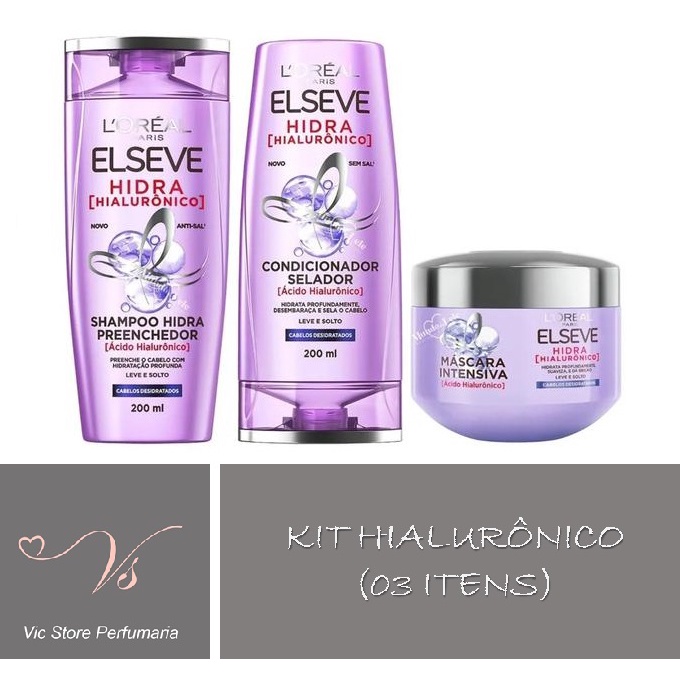 Kit Linha Elseve Hidra Hialurônico 03 itens 200ml (SH+COND+MAS)