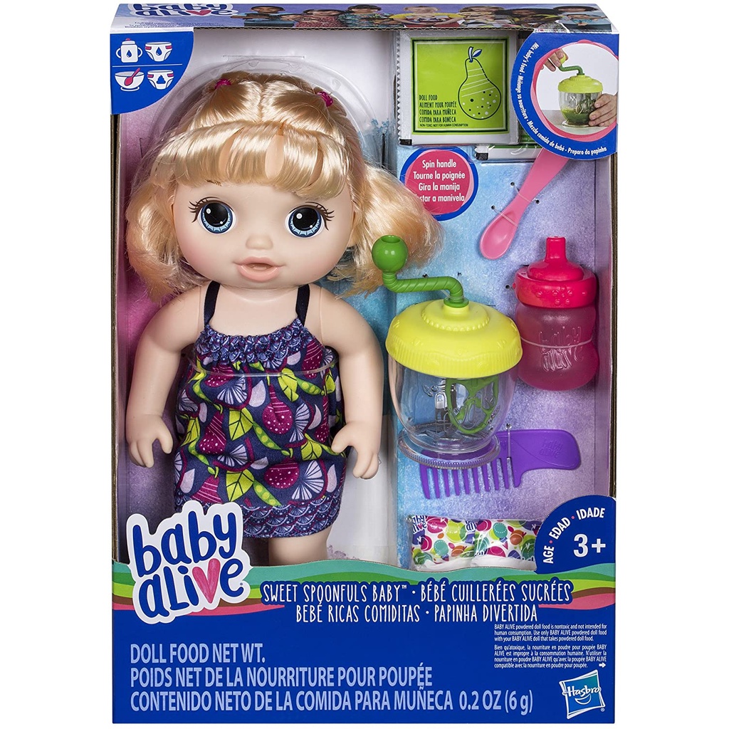 Baby Alive Sweet Spoonfuls Blonde Baby Girl Doll Baby Alive Doces Colheres Loira Bebe Menina Boneca E0586