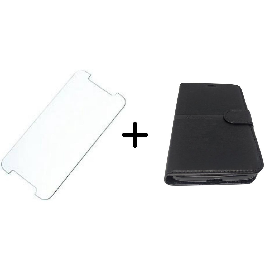 Kit combo Capa de carteira + Película de vidro temperado Moto G3, Moto G4 Play