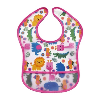 Babador Para Bebê Impermeável Com Bolso Safari Rosa - Buba