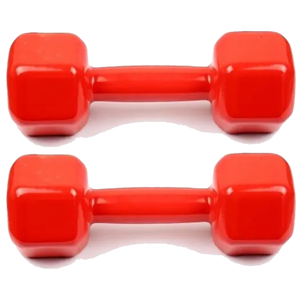 Halter Sextavado 5kg Emborrachado PVC o Par Vermelho