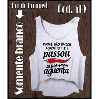 Cropped Regata Feminina Academia Mamãe Não Passou Açucar Passou Pimenta