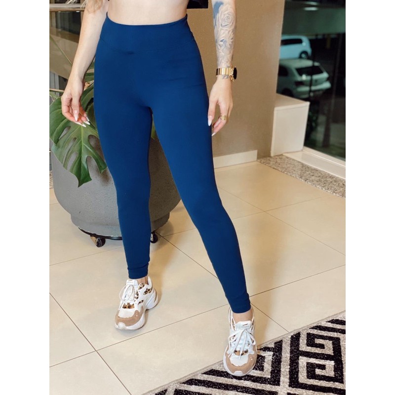 Legging Cotton Azul confortavel dia a dia algodâo em Oferta na Shopee