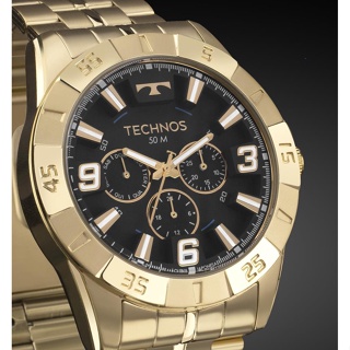 Relogio Dourado Masculino Technos Racer 6P29ALC/1P Fundo Preto Original Presente para Homens em Oferta na Shopee