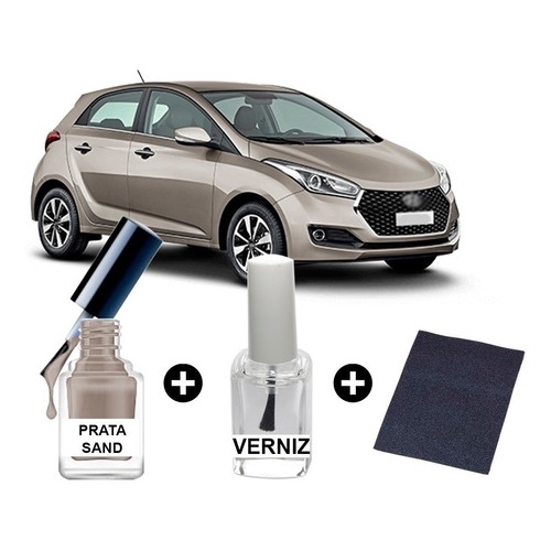 Tinta Tira Risco Automotiva Hyundai Hb20 2019 Prata Sand