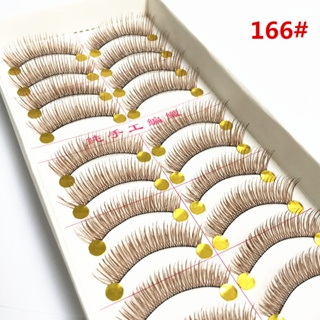 Cílios postiços marrons tecidos à mão Variedade de cílios opcionais 10 pares em Oferta na Shopee