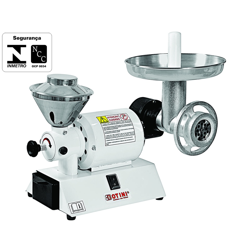 Máquina De Moer Carne E Café Multiuso Elétrico + Kit Com 09 Discos e 4 Funis Pra Encher Linguiça