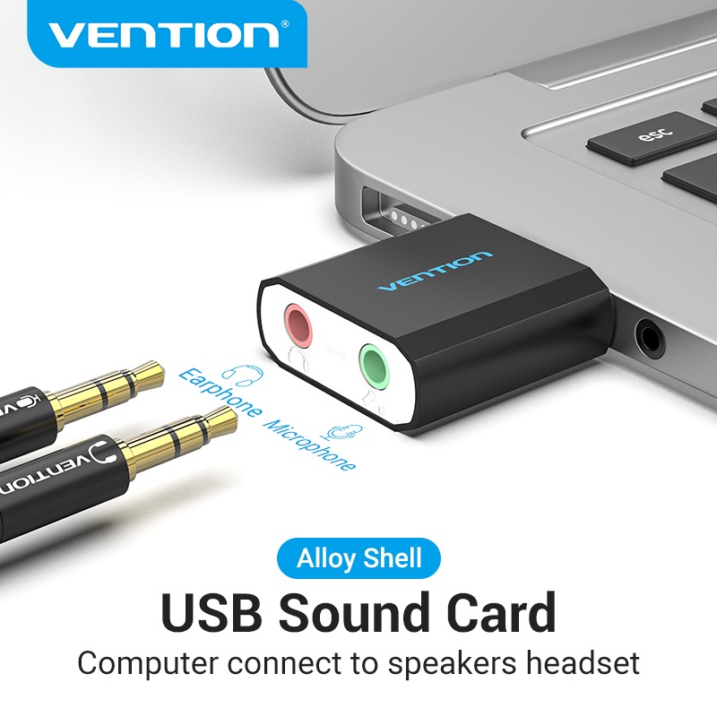 Vention USB Sound Card USB Audio Adapter with 3.5mm Stereo Headphone and Microphone for Raspberry Pi PS4 PC Desktop