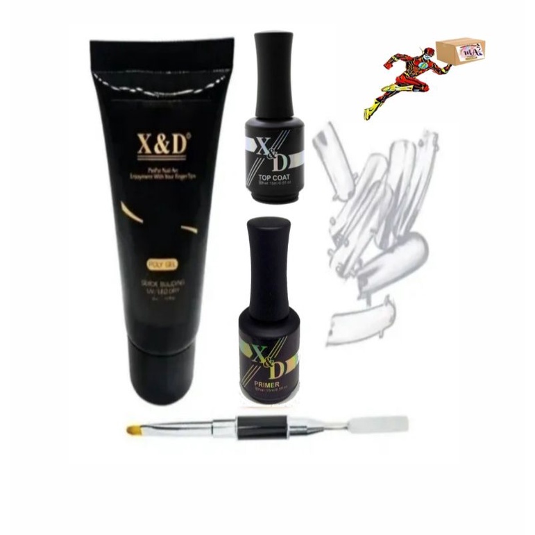 kit polygel + top coat primer e moldes f1 Shopee Brasil