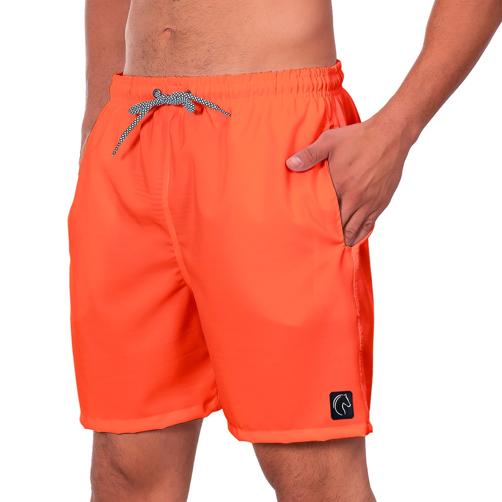 Short Masculino Básica Lisa Laranja Cores Bermuda Masculina Premium Leve Moda Praia Casual Durável Seca Rápido