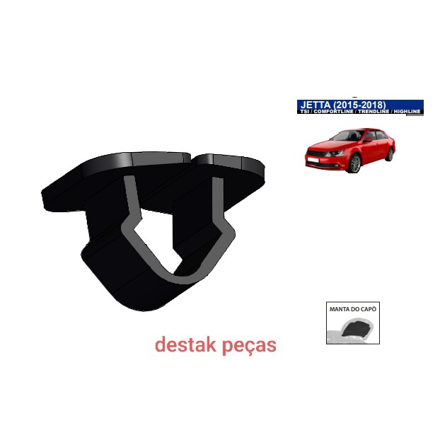 05 Grampos Presilhas de Fixação da Manta do Capô Volkswagem Jetta 2011 até 2018