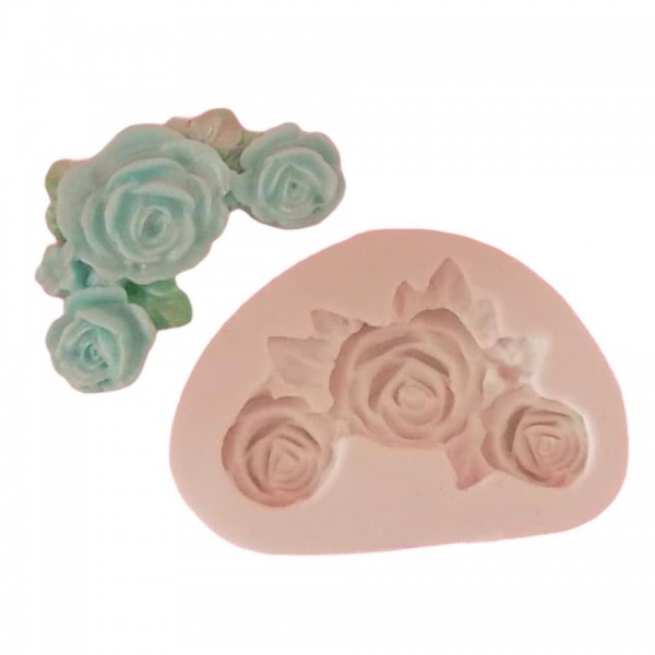 Molde De Silicone Arabesco Trio De Rosas Molde Para Confeitaria Molde Para Biscuit 255