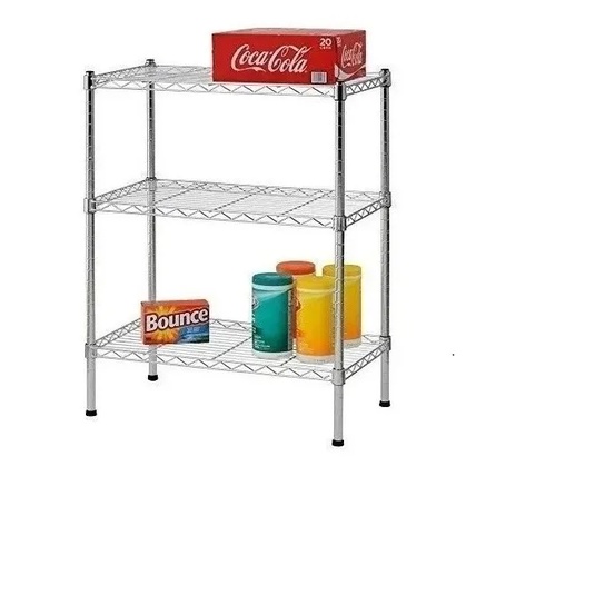 Estante Aço 3 Prateleiras Cromada 90 Cm C Rodinha Giratoria