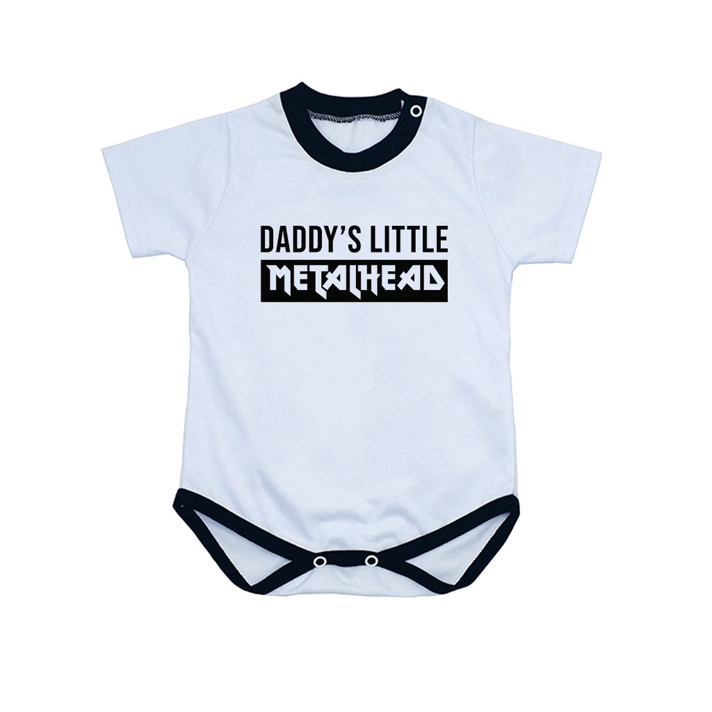 Body Bebe Daddy S Little Metalhead Manga Curta Branco Shopee Brasil