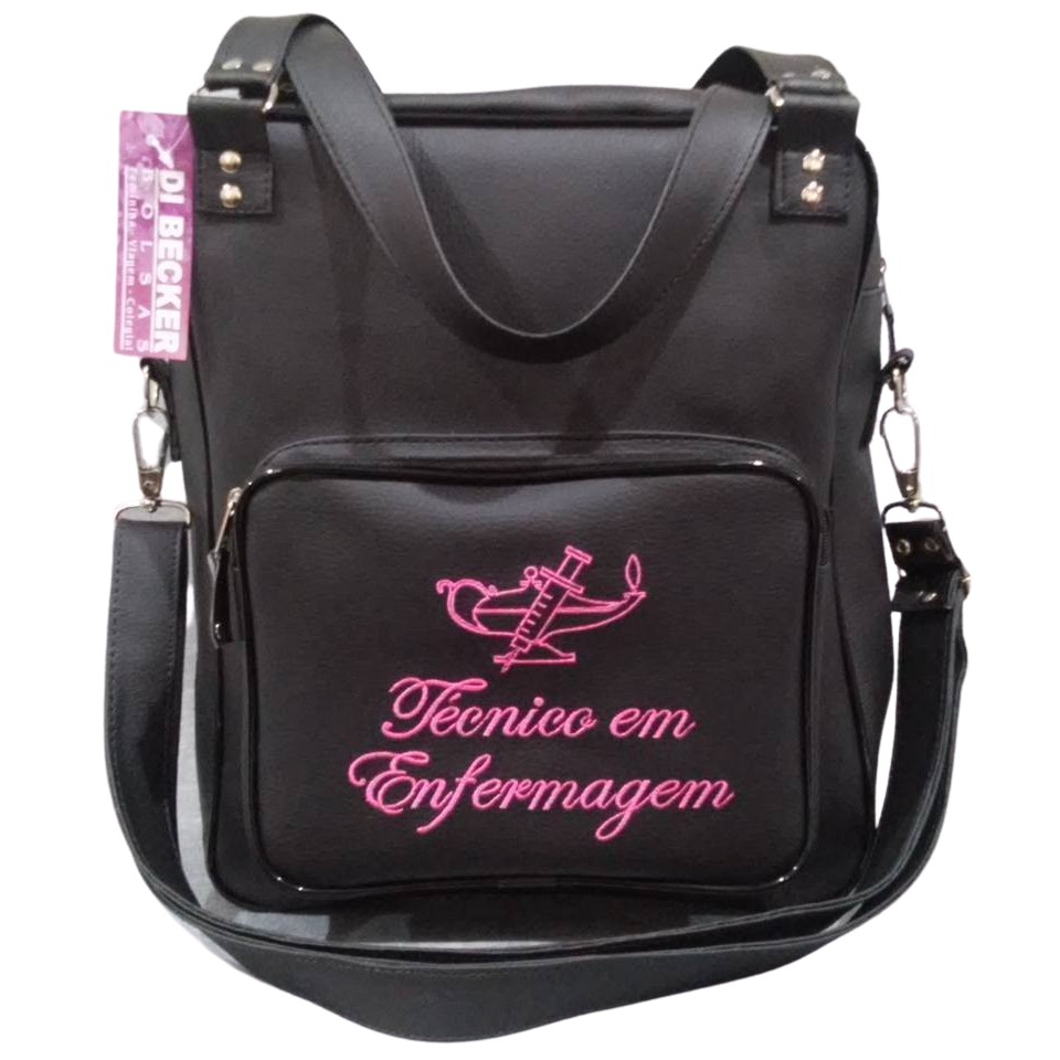 Bolsa Feminina Colegial Técnico em Enfermagem (preto/pink) | Shopee Brasil