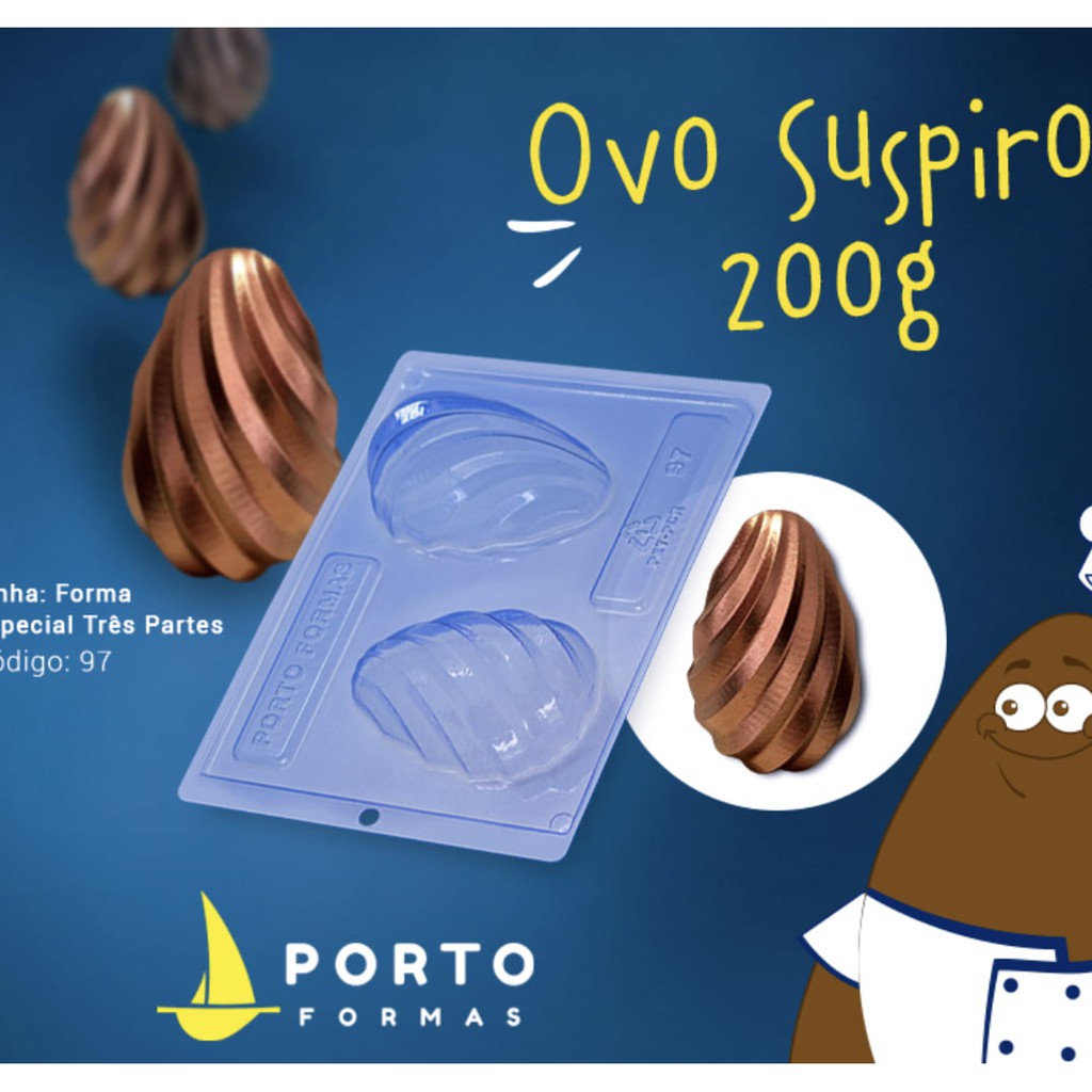 1~5 Forma Porto Com Silicone (3 partes) Para Chocolate OVO SUSPIRO, 200G – CÓD P97 em Oferta na Shopee
