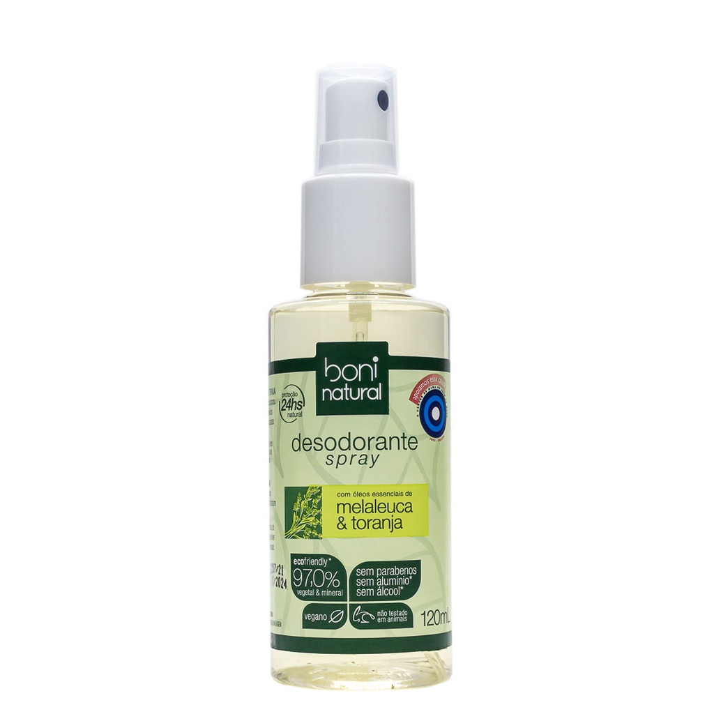 Desodorante Spray Com Óleo Essencial De Melaleuca E Toranja 120Ml Boni Natural