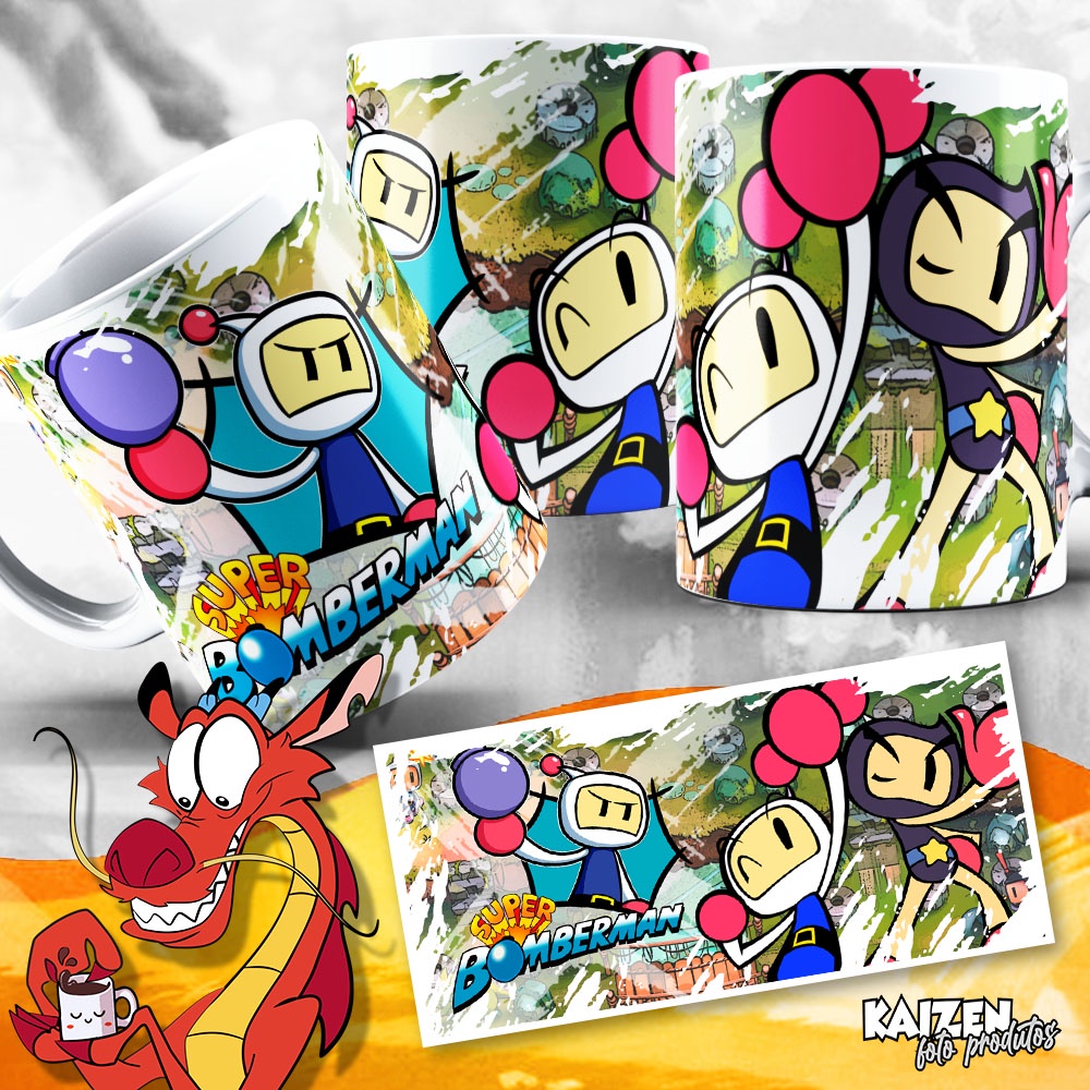 Caneca Bomberman (Super Nintendo) - Games Clássicos - Jogos Snes - Cerâmica