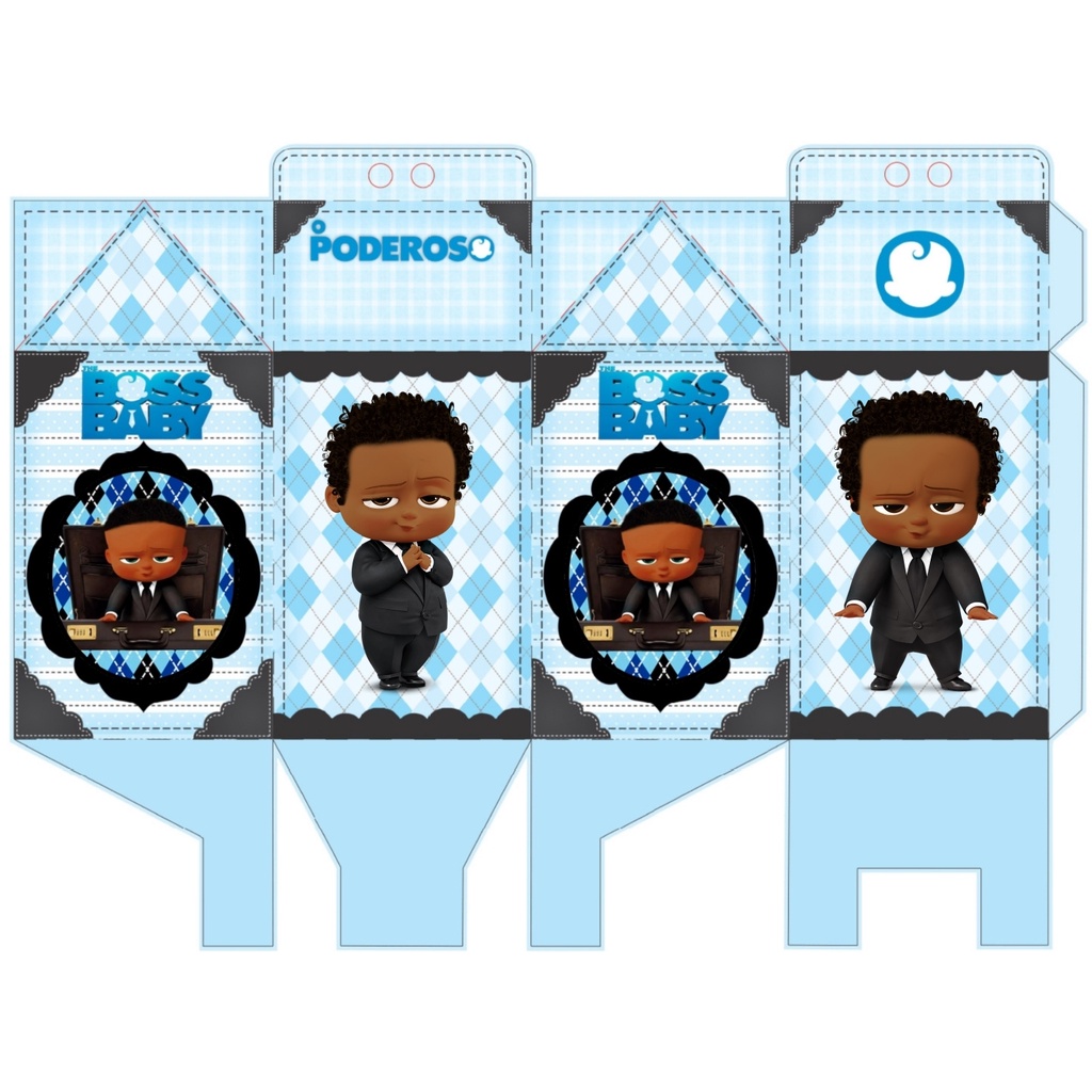 KIT 10 UND. CAIXINHAS PERSONALIZADAS (FOLHA COM ARTE IMPRESSA) TEMA) TEMA PODEROSO CHEFINHO NEGRO